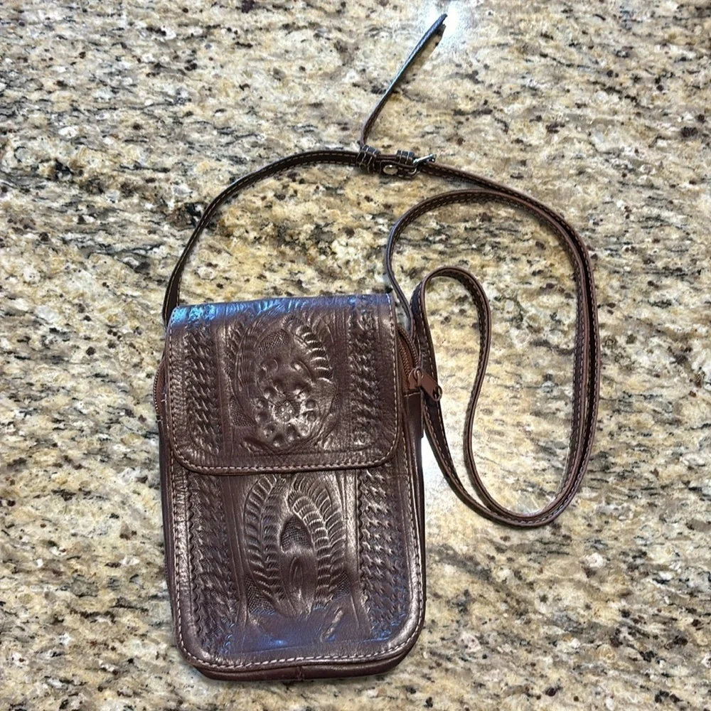 Ropin West Crossbody Purse Hand tooled LEATHER